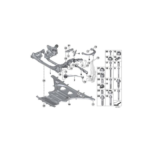 Genuine BMW 31106876225 RR11 RR31 Hexagon Screw With Flange M12X1,5X45-10.9 (Inc. Cullinan Black Badge, Phantom EWB & Phantom) | ML Performance UK Car Parts