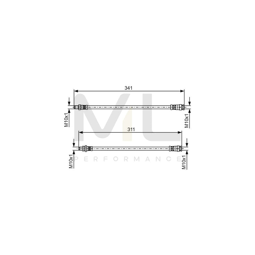 BOSCH 1 987 481 525 Brake Hose for SMART FORTWO 595mm | ML Performance Car Parts