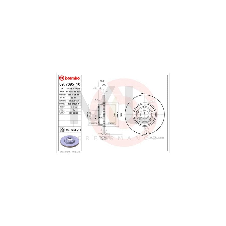 BREMBO 09.7395.10 Brake Disc for TOYOTA AVENSIS Internally Vented | ML Performance Car Parts