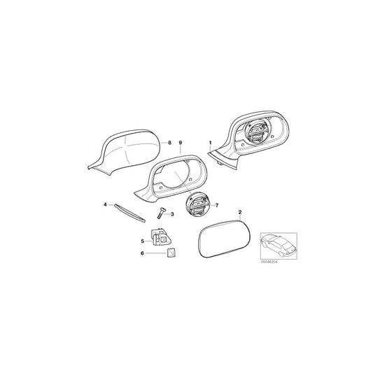 Genuine BMW 51168397879 E36 Convex Mirror Glass (Inc. Z3 2.8, Z3 2.0 & Z3 2.2i) | ML Performance UK Car Parts