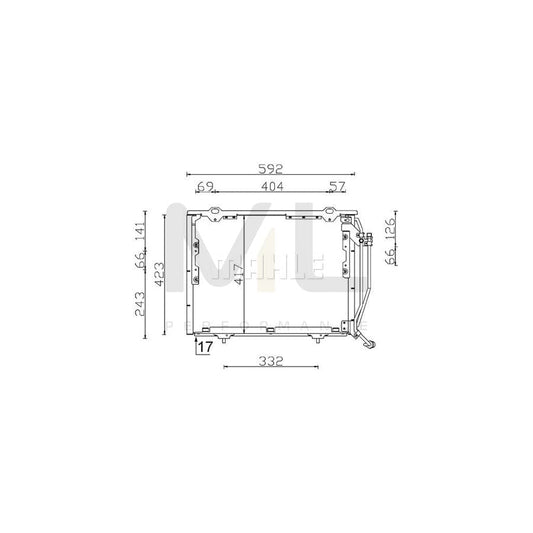 MAHLE ORIGINAL AC 243 000S Air conditioning condenser suitable for MERCEDES-BENZ C-Class without dryer | ML Performance Car Parts