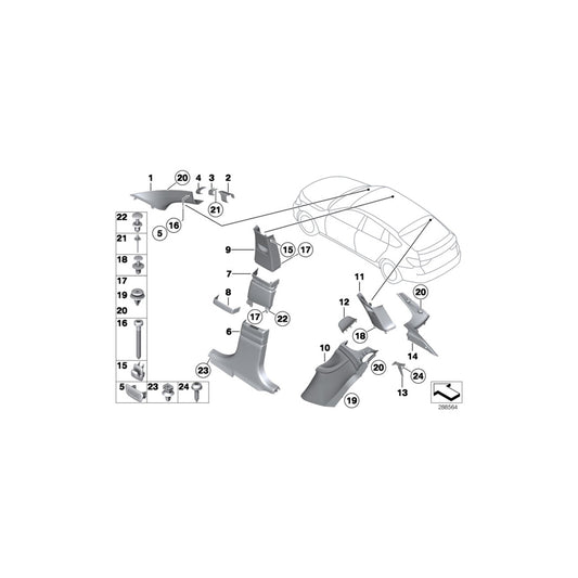 Genuine BMW 51437221750 F07 Trim, C-Pillar, Leather, Lower Right ELFENBEINWEISS (Inc. 535d, 535i & 535iX) | ML Performance UK