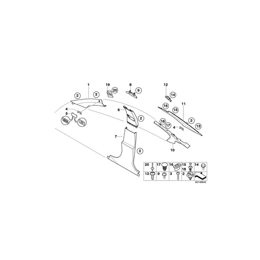 Genuine BMW 51437066922 E60 Trim Panel C-Column, Front Right HIMMELGRAU (Inc. 520d, 528i & 545i) | ML Performance UK