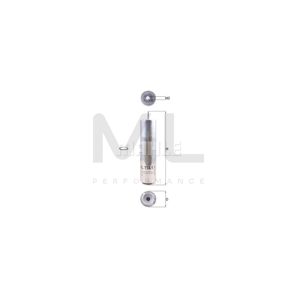 MAHLE ORIGINAL KL 736/1D Fuel filter In-Line Filter | ML Performance Car Parts