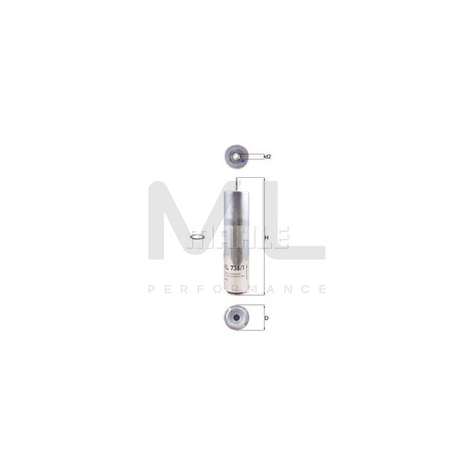 MAHLE ORIGINAL KL 736/1D Fuel filter In-Line Filter | ML Performance Car Parts