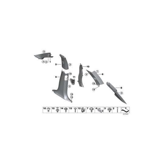 Genuine BMW 51437329392 F15 Trim Cover, C-Pillar, Upper Right GRAU (Inc. X5 25dX, X5 25d & X5 35i) | ML Performance UK