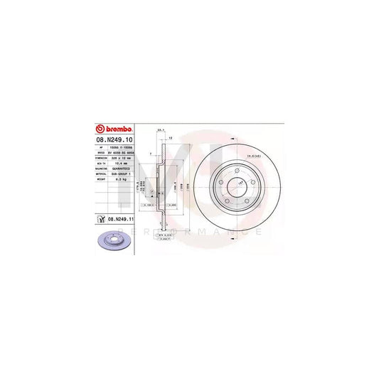BREMBO 08.N249.10 Brake Disc Solid | ML Performance Car Parts