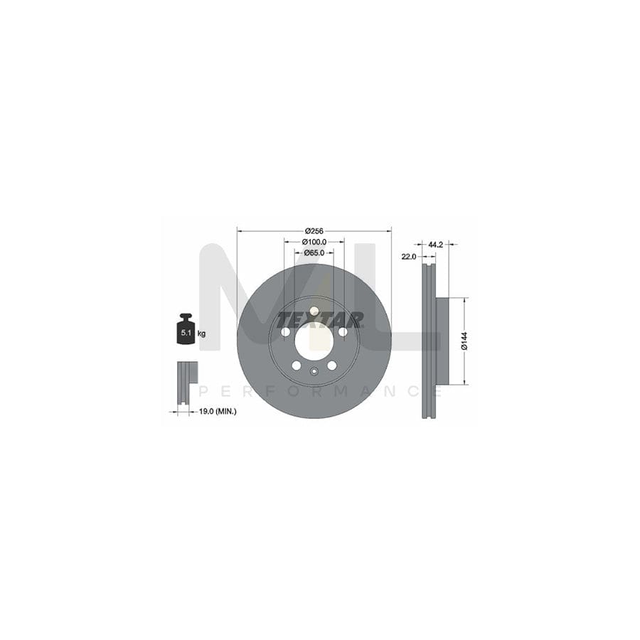 TEXTAR 92303803 Brake Disc Internally Vented, Coated, without wheel hub | ML Performance Car Parts