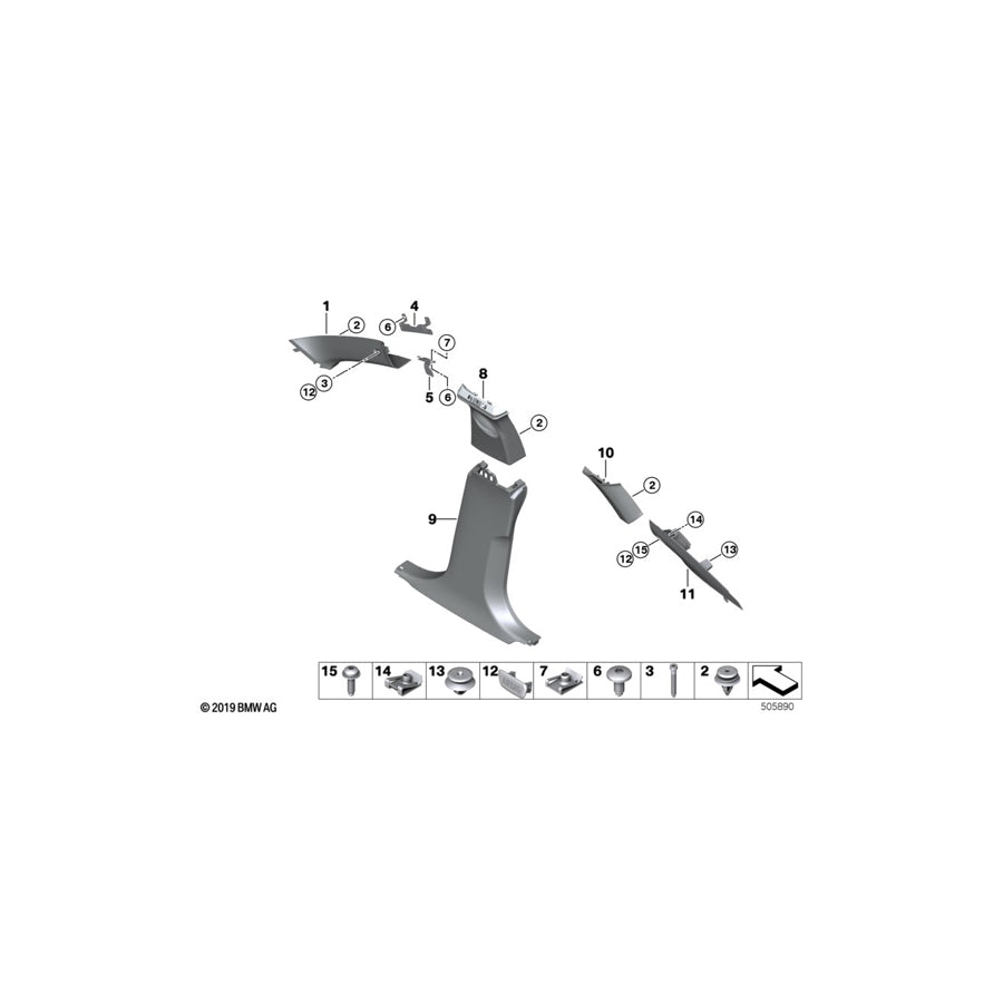 Genuine BMW 51438096754 F44 Cover Column B Right ANTHRAZIT (Inc. M235iX, 218i & 228iX) | ML Performance UK