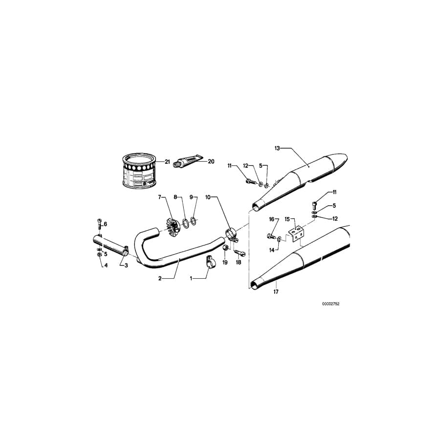 Genuine BMW 18121233210 Muffler, Left D=38 (Inc. R90/6, R 75 & R90S) | ML Performance UK Car Parts