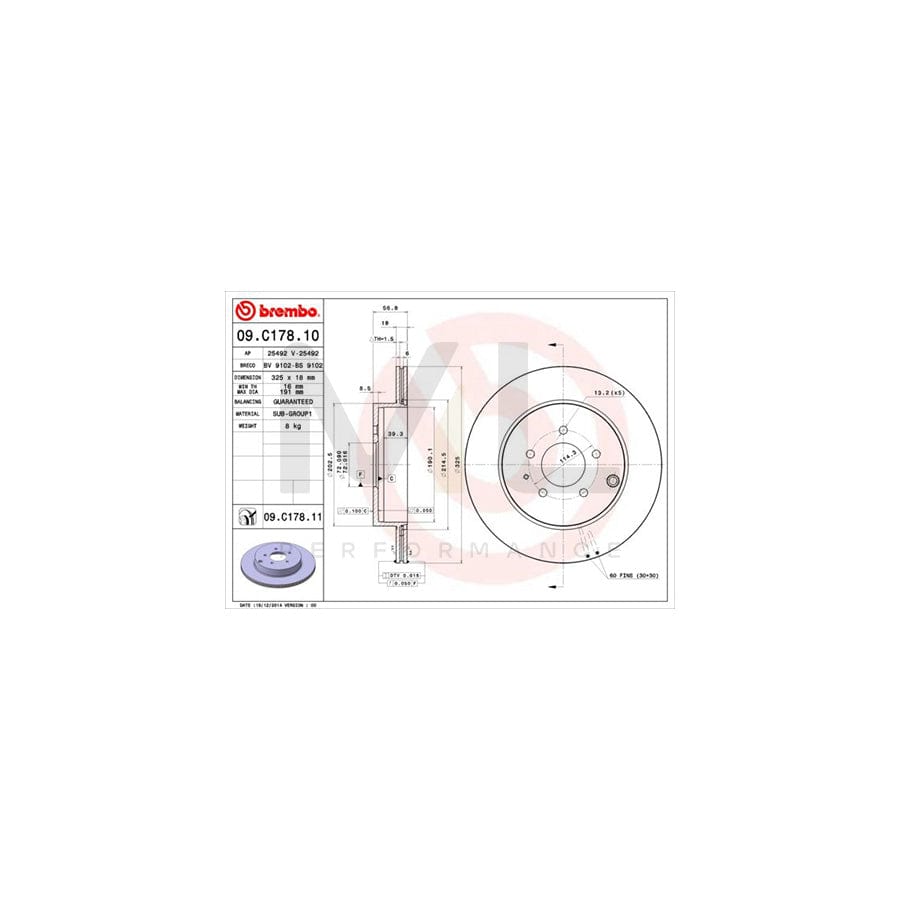 BREMBO COATED DISC LINE 09.C178.11 Brake Disc Internally Vented, Coated | ML Performance Car Parts