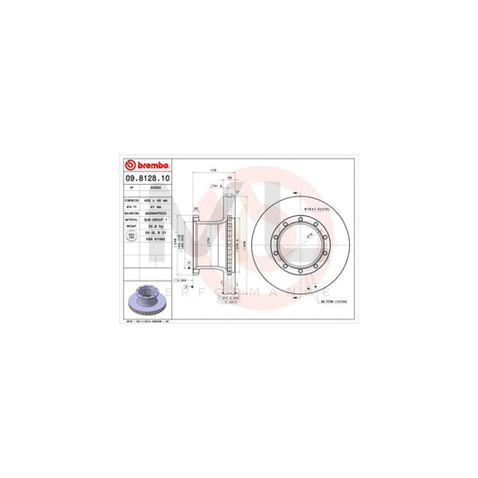 BREMBO 09.8128.10 Brake Disc Internally Vented | ML Performance Car Parts