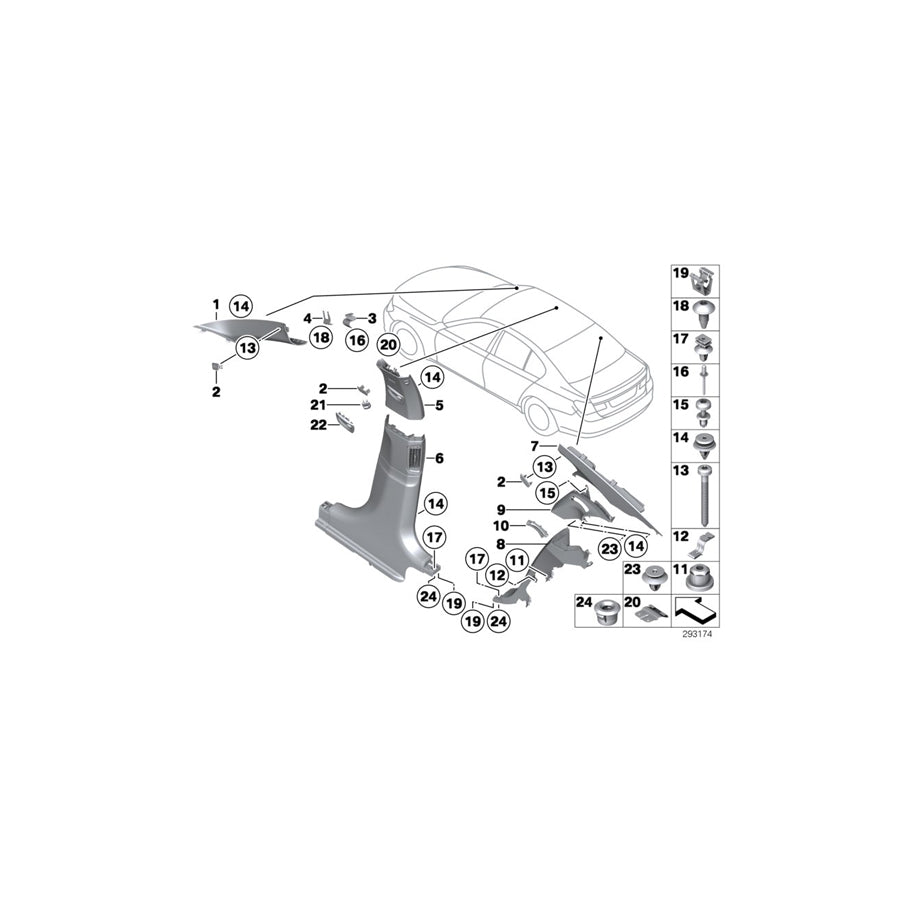Genuine BMW 51438055329 F01 F02 Cover, B-Pillar, Leather, Upper Left SCHWARZ (Inc. 740i, 760Li & 760i) | ML Performance UK