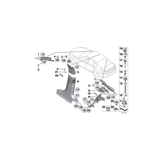 Genuine BMW 51438055329 F01 F02 Cover, B-Pillar, Leather, Upper Left SCHWARZ (Inc. 740i, 760Li & 760i) | ML Performance UK