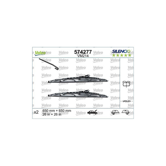 Valeo Silencio Conventional Set, Silencio Performance 574292 Wiper Blade For VW Polo | ML Performance UK Car Parts