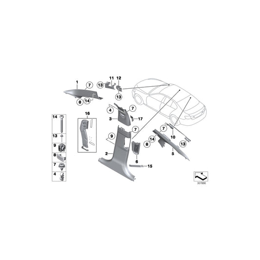 Genuine BMW 51439173442 F10 F11 Right Column A Cover EVERESTGRAU (Inc. 525dX, 525d & 535i) | ML Performance UK