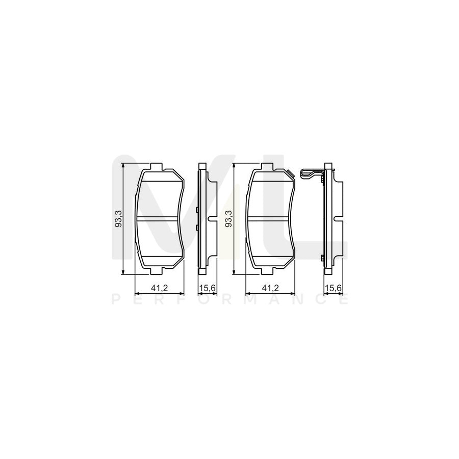 Bosch 0986495354 Brake Pad Set For Hyundai I20 I Hatchback (Pb) With Acoustic Wear Warning, With Anti-Squeak Plate BP1646 | ML Performance Car Parts