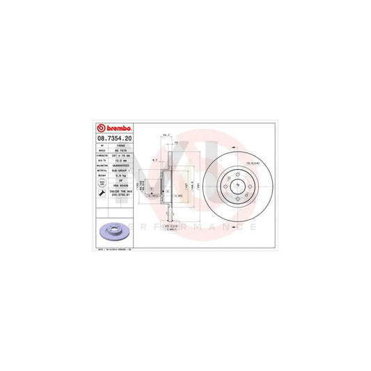 BREMBO 08.7354.20 Brake Disc for LANCIA LYBRA Solid, with bolts/screws | ML Performance Car Parts