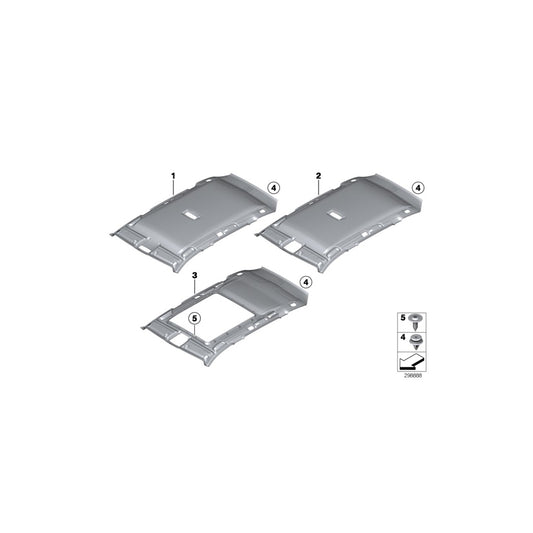 Genuine BMW 51447323059 Molded Roof Lining F Panoramic Roof EVERESTGRAU (Inc. 330dX, 330iX & 328iX) | ML Performance UK
