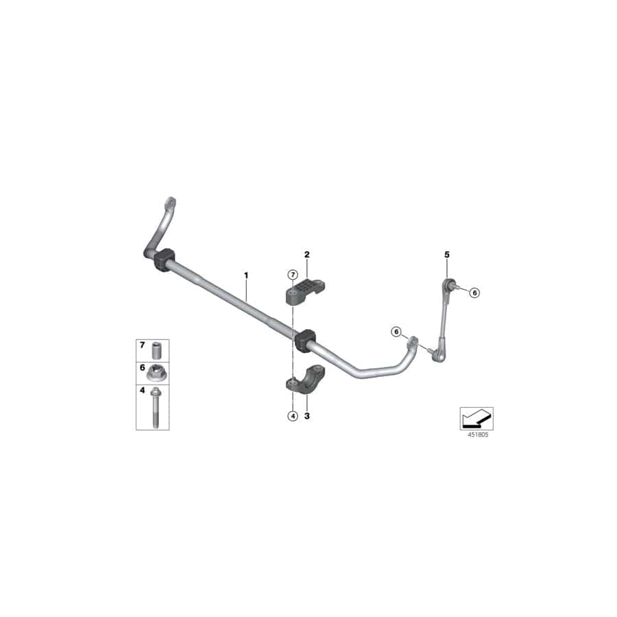 Genuine BMW 31306873466 G30 G31 G32 Stabilizer Front With Rubber Mounting (Inc. 540i, 630i & 530d) | ML Performance UK Car Parts