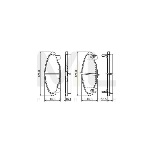 Bosch 0986424590 Brake Pad Set With Acoustic Wear Warning, With Anti-Squeak Plate, With Mounting Manual BP334 | ML Performance Car Parts