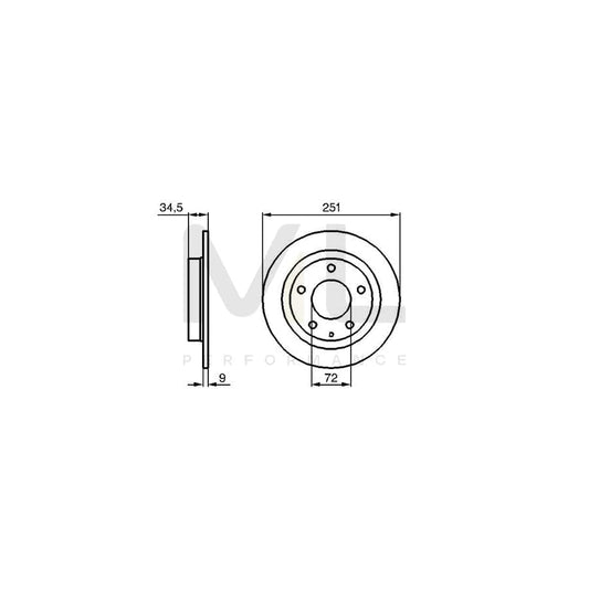 BOSCH 0 986 479 208 Brake Disc for MAZDA 323F V Hatchback (BA) Solid, Oiled | ML Performance Car Parts