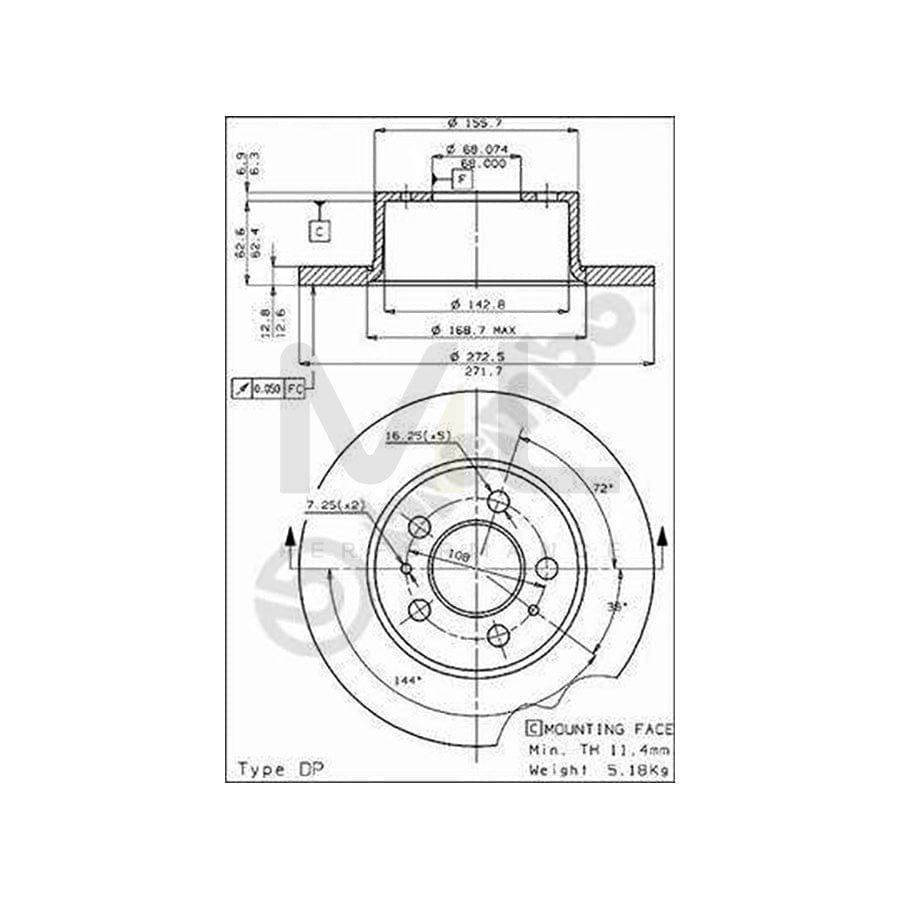 BREMBO BEARING DISC LINE 08.5834.25 Brake Disc Solid, with wheel bearing set, without ABS sensor ring | ML Performance Car Parts