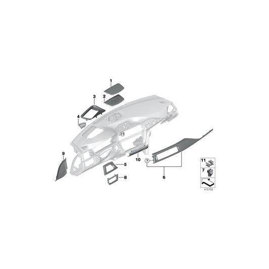 Genuine BMW 51456830582 F36 F32 F33 Trim F.Dashboard Aluminum Carbon Driver PERLGLANZ CHROM (Inc. 320i, 330dX & 330d) | ML Performance UK