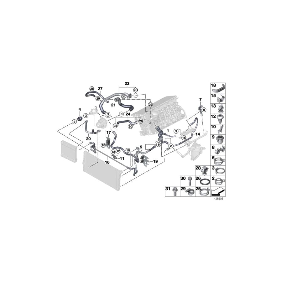 Genuine BMW 17127583106 F12 F11 F10 Bracket, Coolant Hose (Inc. 523i) | ML Performance UK Car Parts