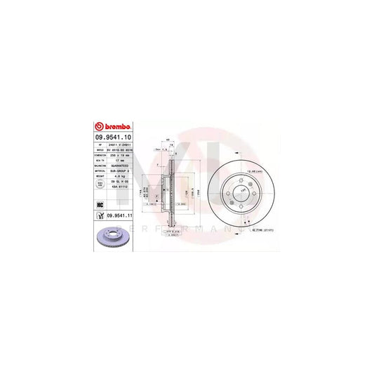 BREMBO COATED DISC LINE 09.9541.11 Brake Disc for HYUNDAI Getz (TB) Internally Vented, Coated | ML Performance Car Parts