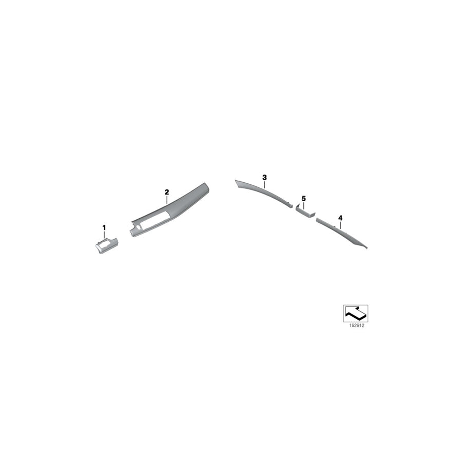 Genuine BMW 51457985708 F07 Decor Strip For I-Panel, Leather, Right PLATIN (Inc. 535d, 520d & 528i) | ML Performance UK