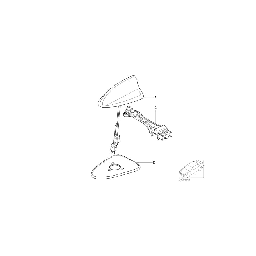 Genuine BMW 84506916133 E46 Telephone Antenna Multi-Band, Primed (Inc. 316ti, 325ti & 318td) | ML Performance UK Car Parts