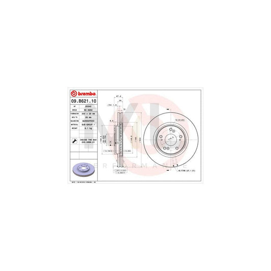 BREMBO 09.B621.10 Brake Disc for HONDA ACCORD Internally Vented, with bolts/screws | ML Performance Car Parts