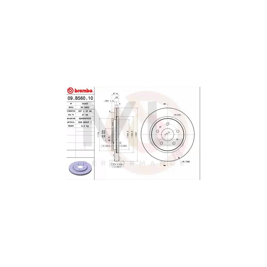 BREMBO 09.B560.10 Brake Disc Internally Vented | ML Performance Car Parts