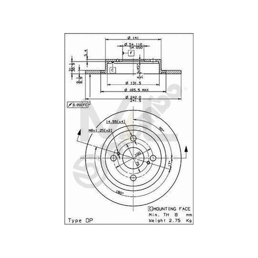 BREMBO 08.9180.10 Brake Disc for TOYOTA COROLLA Solid | ML Performance Car Parts
