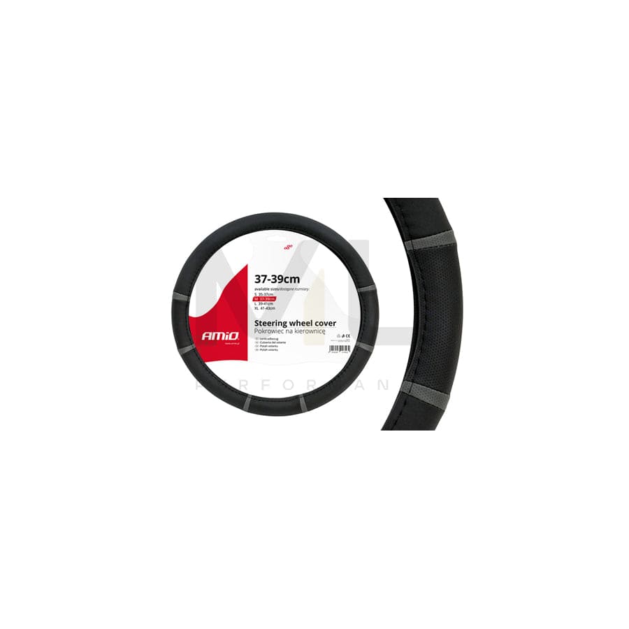 AMiO SWC-06 01361 Steering wheel cover Black, Grey, Ø: 37-39cm, PP (Polypropylene) | ML Performance Car Parts