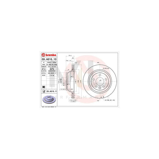 BREMBO 09.A616.10 Brake Disc Internally Vented, High-carbon | ML Performance Car Parts