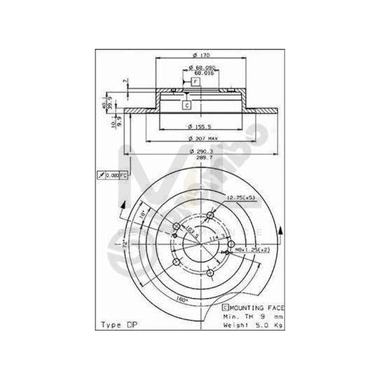 BREMBO 08.5295.10 Brake Disc Solid | ML Performance Car Parts