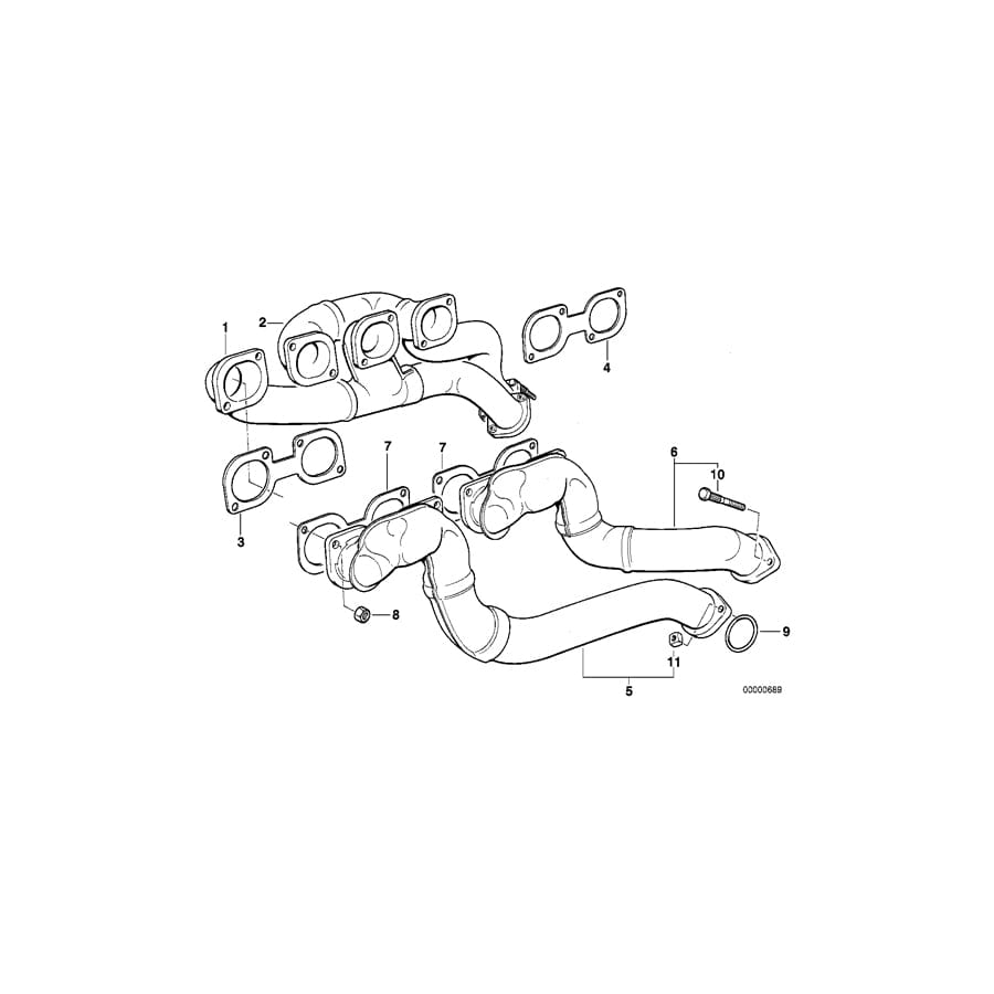 Genuine BMW 11621737414 E34 E31 E32 Exhaust Manifold ZYL.5+6 (Inc. 730iL, 840Ci & 740i) | ML Performance UK Car Parts