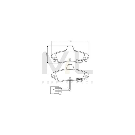 Hella 8DB 355 012-201 Brake Pad Set With Integrated Wear Warning Contact, With Accessories | ML Performance Car Parts