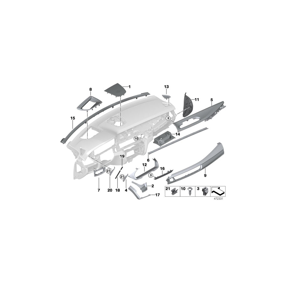 Genuine BMW 51459288855 F15 F16 Trim Cover For Lighting Switch Center ELFENBEINWEISS (Inc. X5 35dX, X5 50iX & X5 40eX) | ML Performance UK