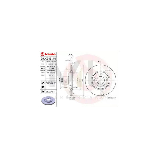 BREMBO COATED DISC LINE 09.C249.11 Brake Disc Internally Vented, Coated, High-carbon, with bolts/screws | ML Performance Car Parts