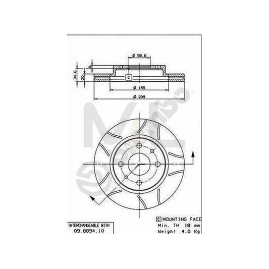 BREMBO MAX LINE 09.8894.75 Brake Disc Internally Vented, Slotted, Coated, with bolts/screws | ML Performance Car Parts