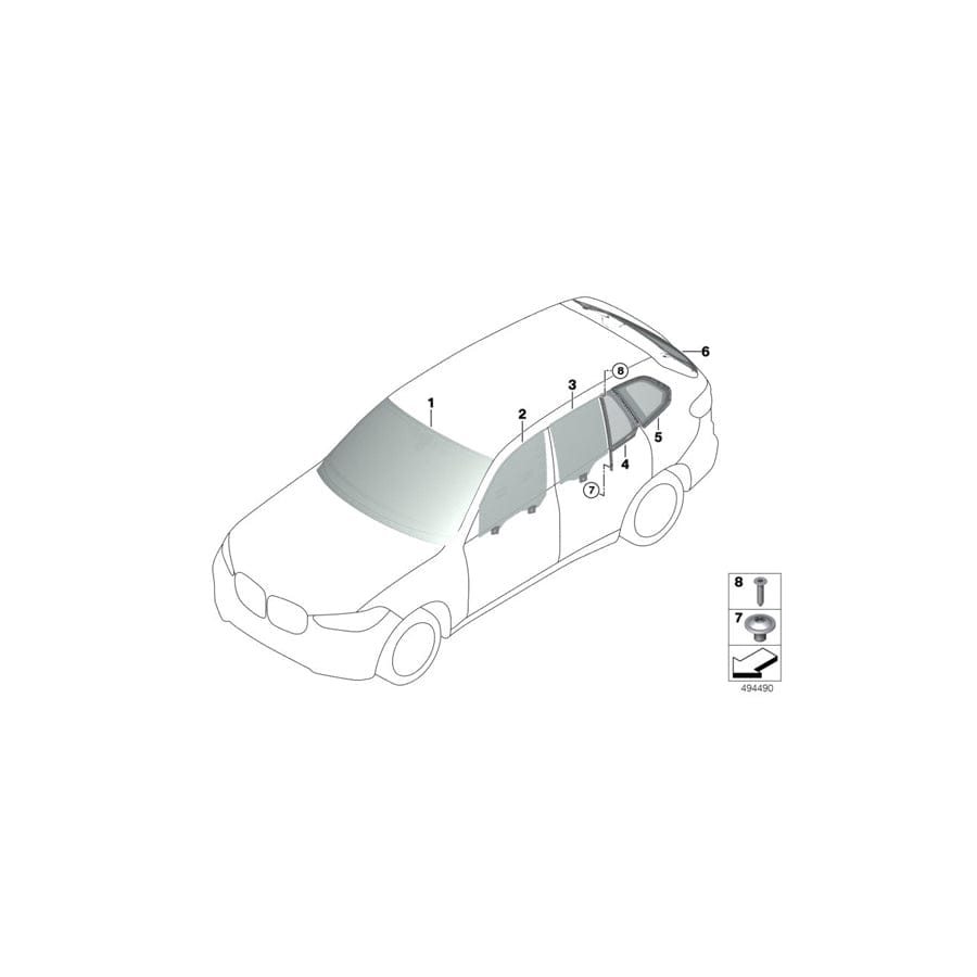 Genuine BMW 51357430935 G05 Side Window, Door, Left Rear (Inc. X5 30dX, X5 M50iX & X5 25dX) | ML Performance UK Car Parts