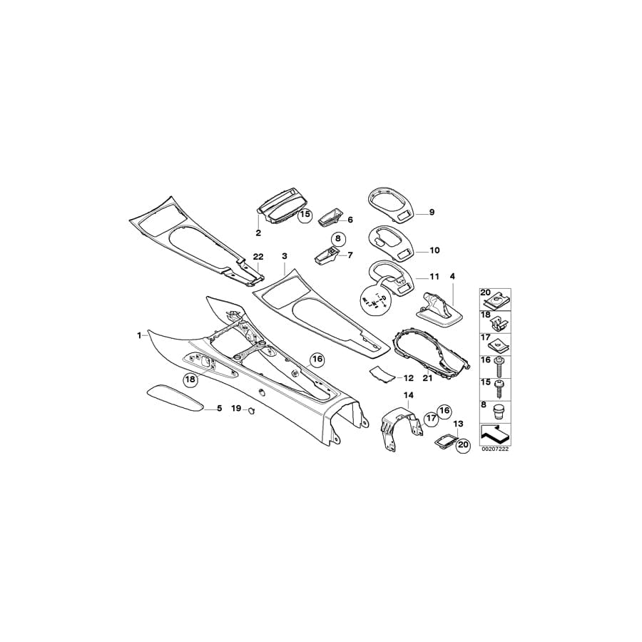 Genuine BMW 51168035111 E85 E86 Cover Center Console SCHWARZ (Inc. Z4 2.5i, Z4 2.5si & Z4 2.2i) | ML Performance UK Car Parts