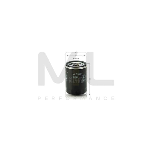 MANN-FILTER W 610/9 Oil Filter Spin-on Filter, with one anti-return valve | ML Performance Car Parts