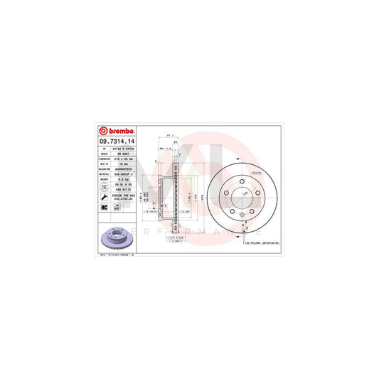 BREMBO 09.7314.14 Brake Disc for VW LT Internally Vented, High-carbon, with bolts/screws | ML Performance Car Parts