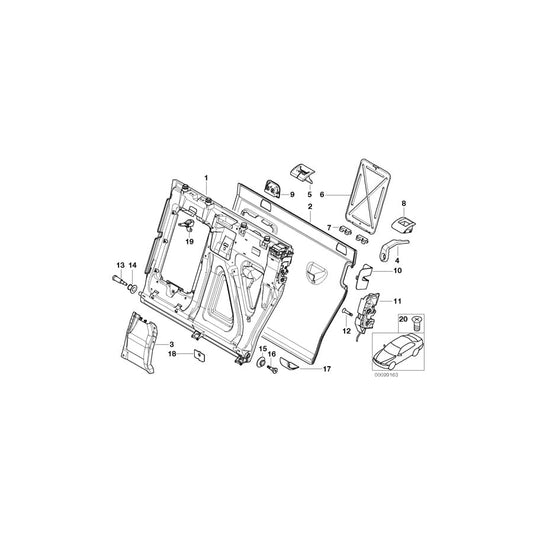 Genuine BMW 52208099719 E53 Lock Panel, Left SCHWARZ (Inc. X5 4.6is, X5 4.4i & X5 4.8is) | ML Performance UK Car Parts