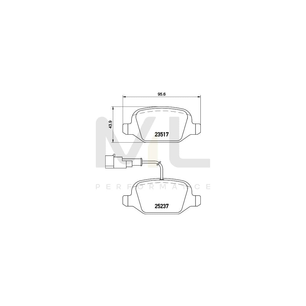 Hella 8DB 355 019-961 Brake Pad Set For Alfa Romeo Mito (955) With Integrated Wear Warning Contact, With Brake Caliper Screws, With Accessories | ML Performance Car Parts