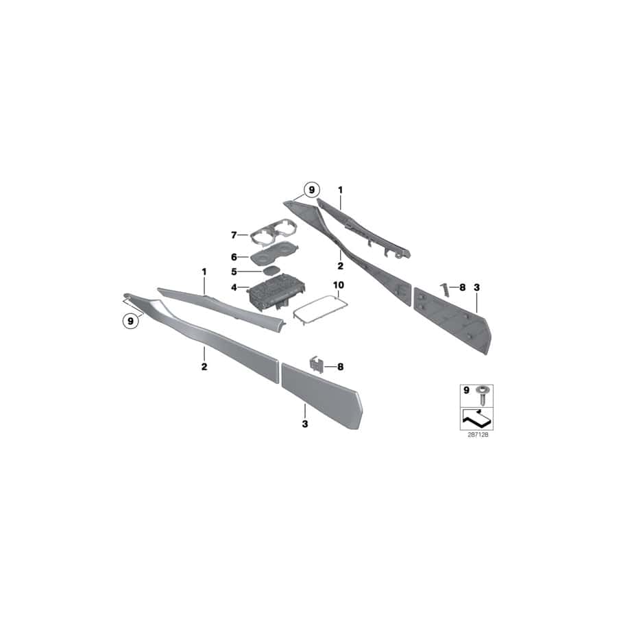 Genuine BMW 51169171288 F03 F04 Trim Panel, Center Console, Rear Right OYSTER (Inc. 750LiX 4.0, 740dX & 740Li) | ML Performance UK Car Parts